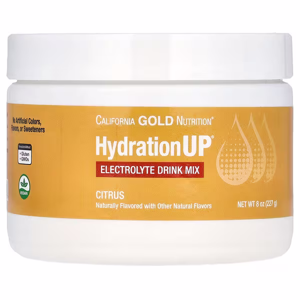 California Gold Nutrition, HydrationUP®, Electrolyte Drink Mix with Calcium, Potassium, Vitamin C, and Vitamin E, Citrus, 8 oz (227 g)