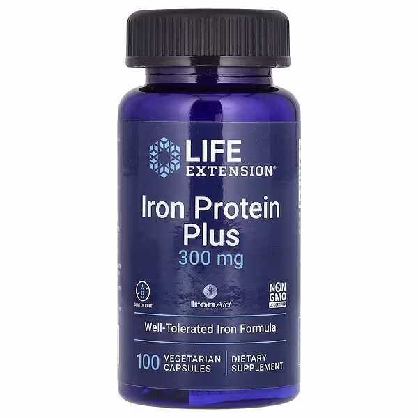 Life Extension, Iron Protein Plus, IronAid, 300 mg, 100 Vegetarian Capsules