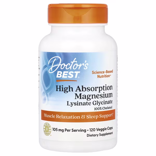 Doctor's Best, High Absorption Magnesium, 120 Veggie Caps 52.5 mg per Capsule