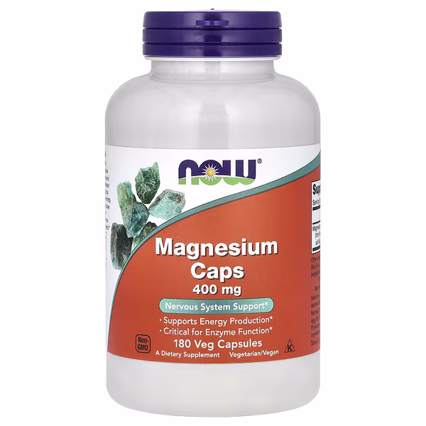 NOW Foods, Magnesium Caps, 400 mg, 180 Veg Capsules