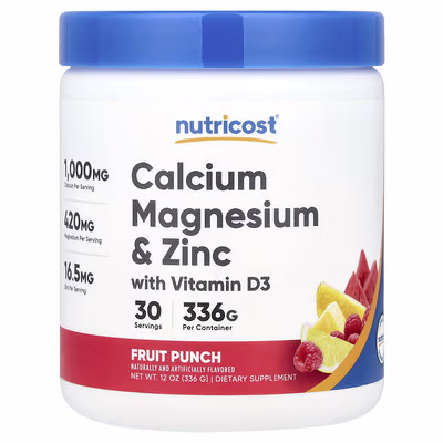 Nutricost, Calcium Magnesium & Zinc With Vitamin D3, Fruit Punch, 336 g