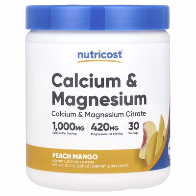 Nutricost, Calcium & Magnesium, Peach Mango, 300 g