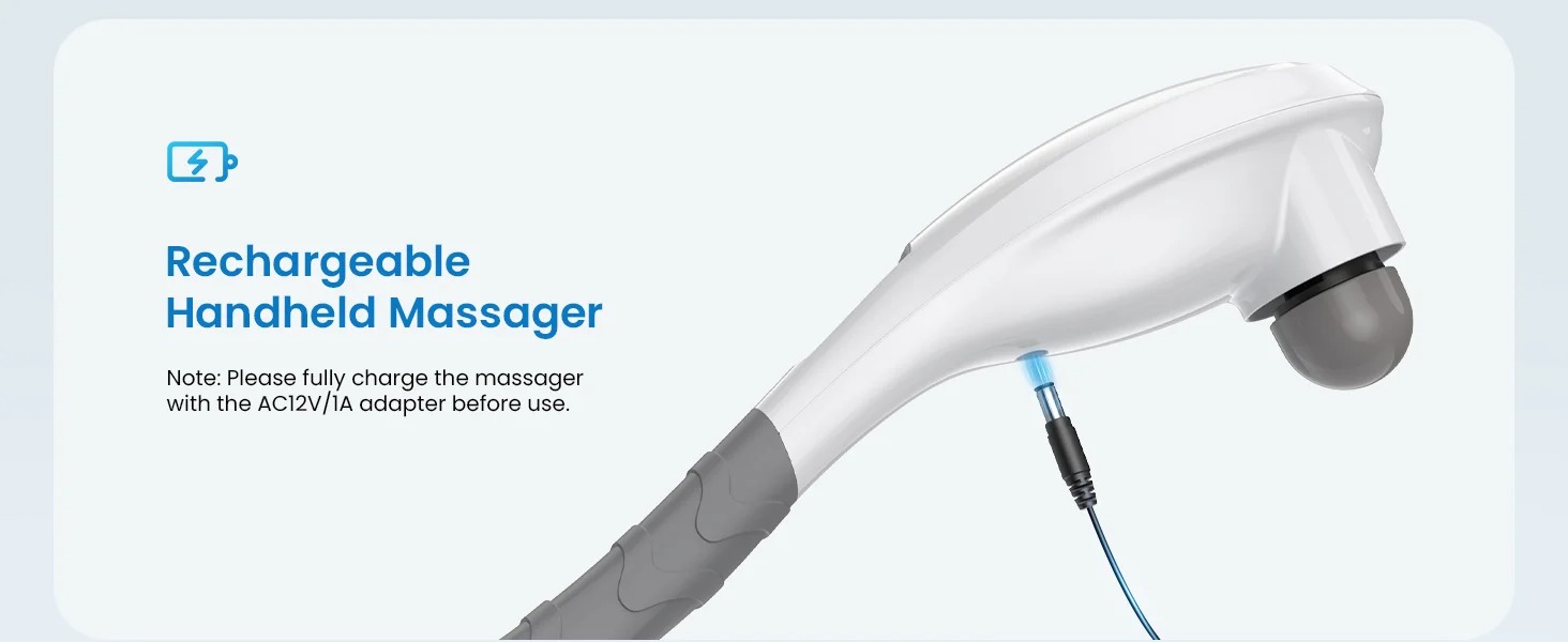 Renpho Cordless Hand Held Massager Wire Charged White - Image 2