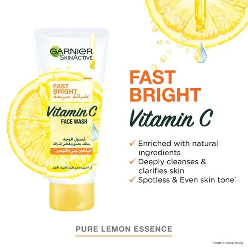 Garnier Skin Active Fast Bright Vitamin C Face Wash 100 ml - Image 2