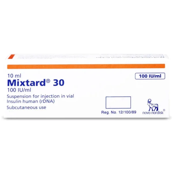 Mixtard 100 IU/mL Insulin NPH‑Human 70‑30 Vial 10 mL (Refrigerated)