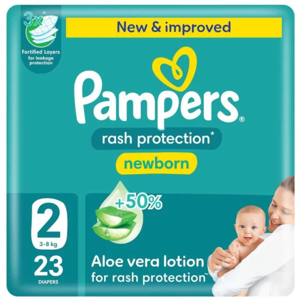 Pampers - Rash Protection Baby Diapers - Size 2 - 3-8 kg - 23 Count