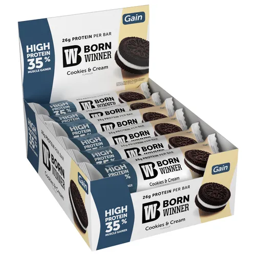 Born Winner Protein Bar Gain Cookies & Cream 75 Gm *12