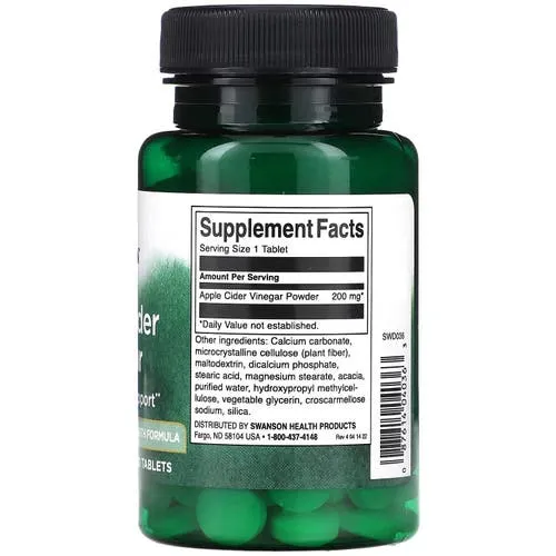 Swanson Apple Cider Vinegar Double Strength 200 Mg 120 Tabs - Image 2