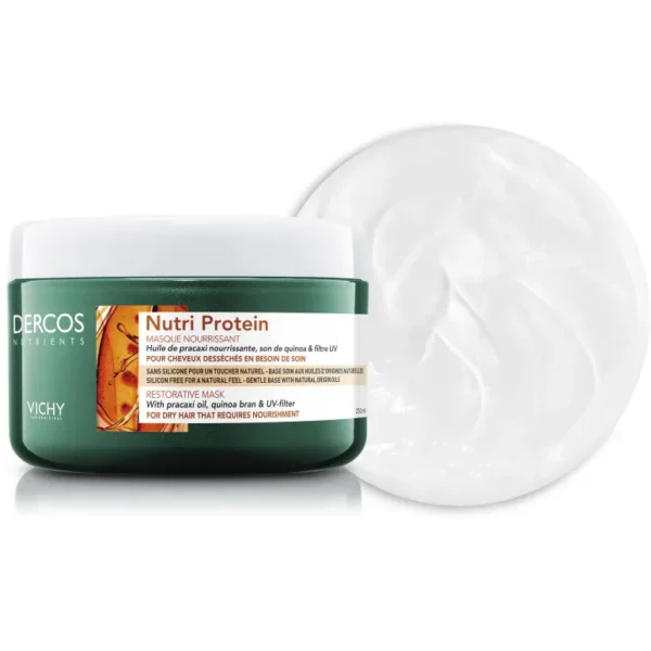 Vichy Dercos Nutri Protein Mask, 250 ML, Nourish the Hair Fiber, Soft Touch & Luminous Reflection