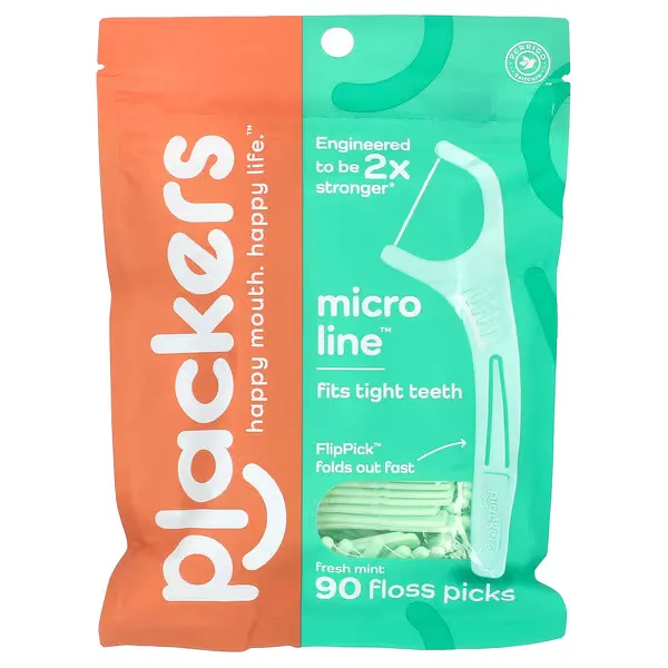 Plackers, Micro Line, Floss Picks, Fresh Mint, 90 Count