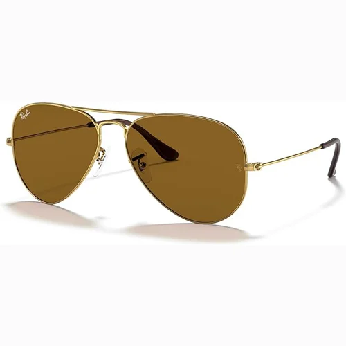 Ray-Ban Aviator Sunglasses Brown Gold Unisex RB3025 - Image 3