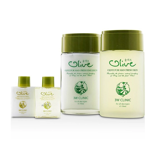 3W Clinic Olive for Man Set Fresh Skin & Fresh Emulsion 4pcs