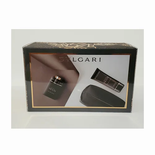 طقم هدايا بولغاري مان إن بلاك للرجال 3 قطع، عطر 100 مل + بلسم ما بعد الحلاقة 100 مل + حقيبة - الصورة 2