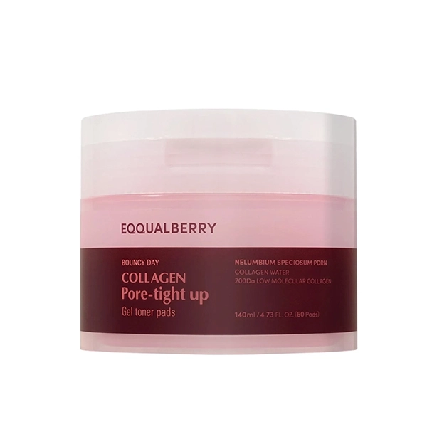 EQQUALBERRY Collagen Toner Pads for Pore Tightening and Skin Smoothing 60 pads, 140ml