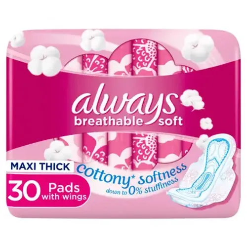 Always Cotton Softness Feminine Pads with Lavender oil , Maxi Thick Large, 30 pcs