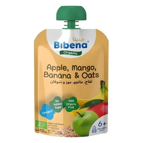 Bibena Organic Liquid No Added Sugar Apple Mango Banana & Oats, 100g