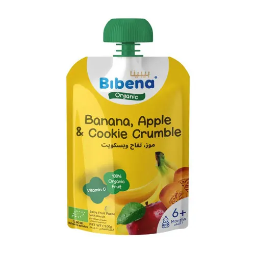 Bibena Organic Liquid No Added Sugar Banana Apple & Biscuit, 100g