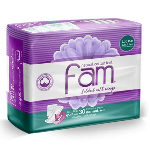 Fam Natural Cotton Feel Feminine Pads,Normal,30 pcs - Image 2