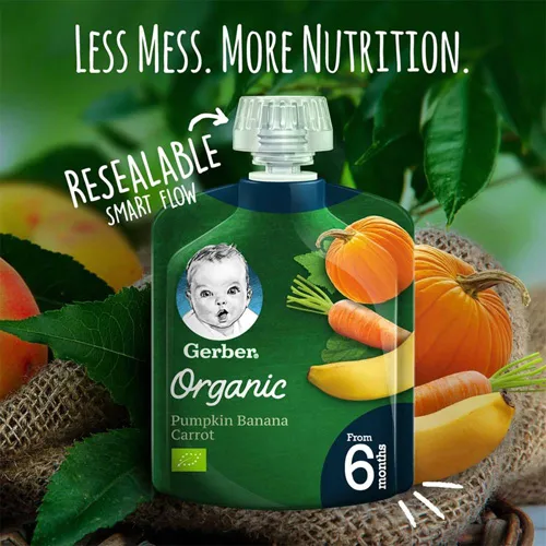 Gerber Organic Nutritious Puree Pumpkin, Banana & Carrot, 90g - Image 2