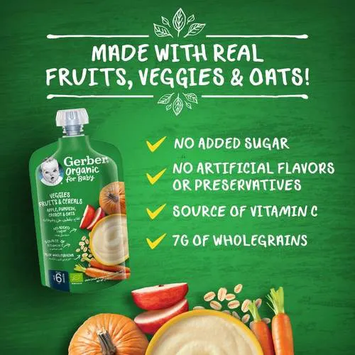 Gerber Organic Nutritious Puree Pumpkin Carrot & Oats, 110g - Image 2