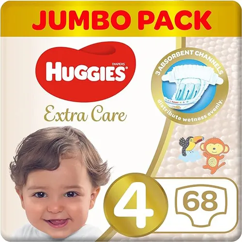 Huggies Extra Care Diapers, Size 4, 68 pcs