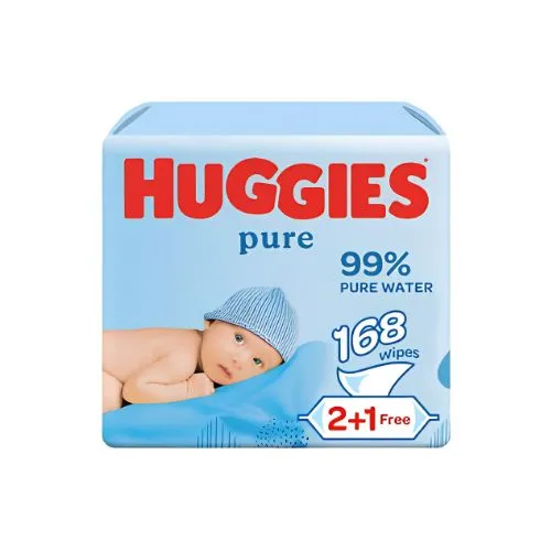 Huggies Pure Baby Wipes, 56 Wipes (2+1 Offer)