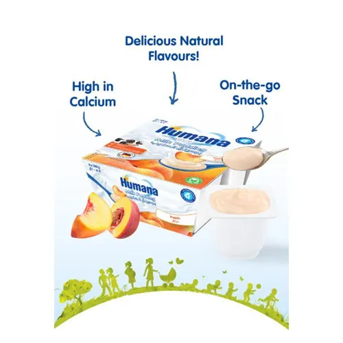 Humana Minis Milk, peach Yogurt, 4 x 100g - Image 2