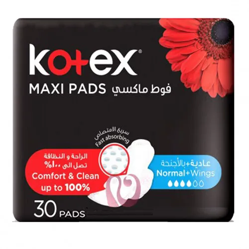 Kotex Feminine Pads Zero Leaks Night, Maxi, Normal, 30 pcs