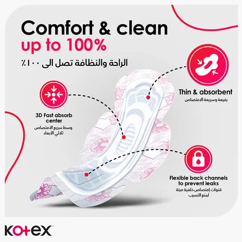 Kotex Feminine Pads Zero Leaks Night,Ultra Thin, Super, 8 pcs - Image 3