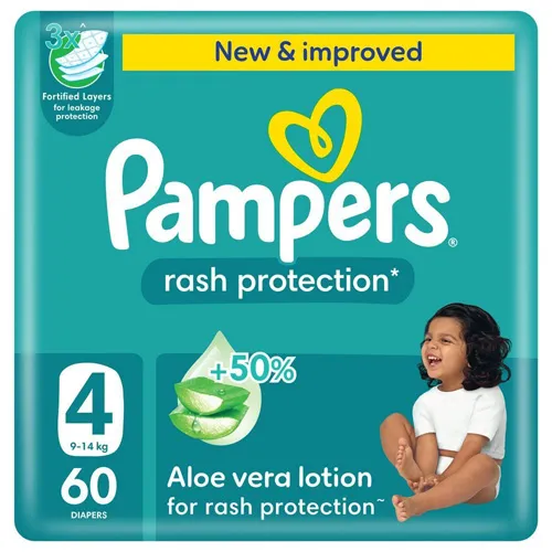 Pampers Baby Diapers Jumbo Pack Size 4 , 60 Pcs Upto 14kg