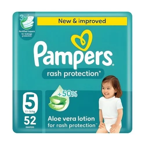 Pampers Baby Diapers Jumbo Pack Size 5 , 52 Pcs Upto 16kg