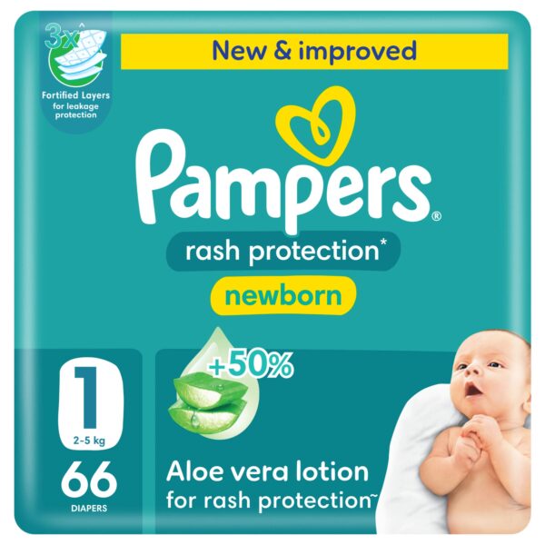Pampers Baby Diapers Value Pack Size 1 , 66 Pcs Upto 5kg