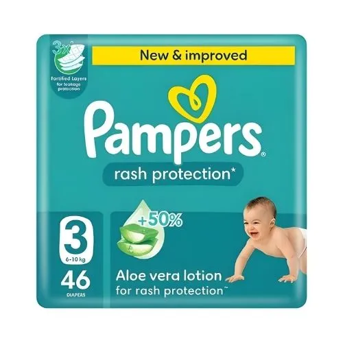 Pampers Baby Diapers Value Pack Size 3 , 46 Pcs Upto 10kg