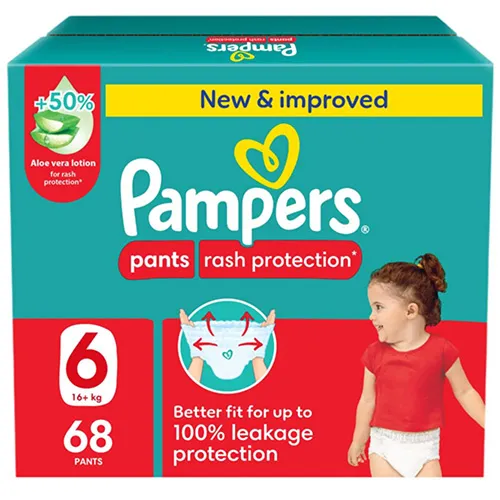 Pampers Rash Protection Diaper Pants With Aloe Vera Cream, Size 6, 68 pcs