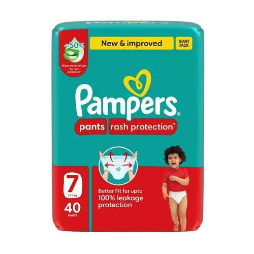 Pampers Rash Protection Diaper Pants With Aloe Vera Cream, Size 7, 40 pcs