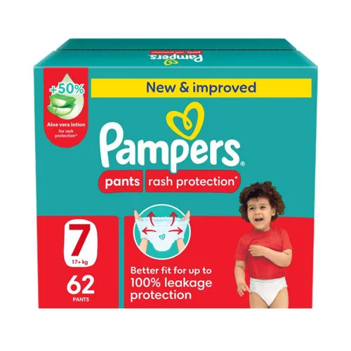 Pampers Rash Protection Diaper Pants With Aloe Vera Cream, Size 7, 62 pcs