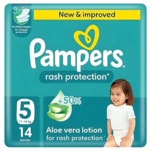 Pampers Rash Protection Size 5, 14 pcs Upto 16kg