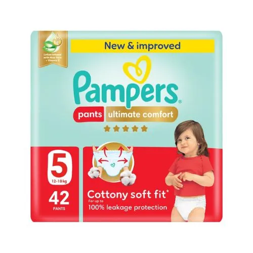 Pampers Ultimate Comfort Diaper Pants with Aloe Vera Cream, Size 5, 42 pcs