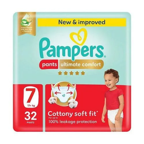 Pampers Ultimate Comfort Diaper Pants with Aloe Vera Cream, Size 7, 32 pcs