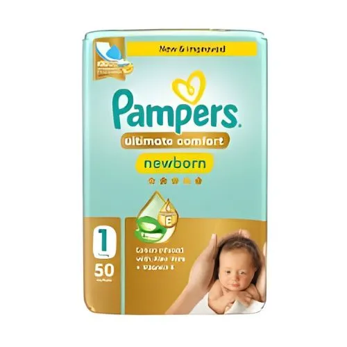 Pampers Ultimate Comfort Diapers with Aloe Vera Cream, Size 1, 50 pcs