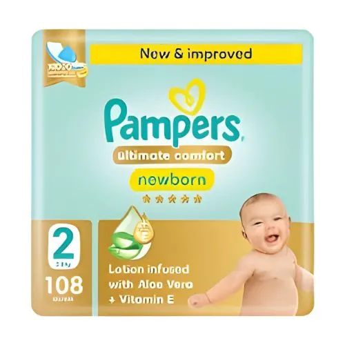 Pampers Ultimate Comfort Diapers with Aloe Vera Cream, Size 2, 108 pcs