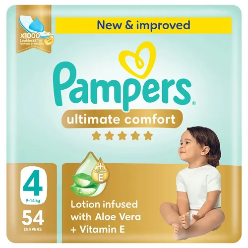 Pampers Ultimate Comfort Diapers with Aloe Vera Cream, Size 4, 54 pcs - Image 2