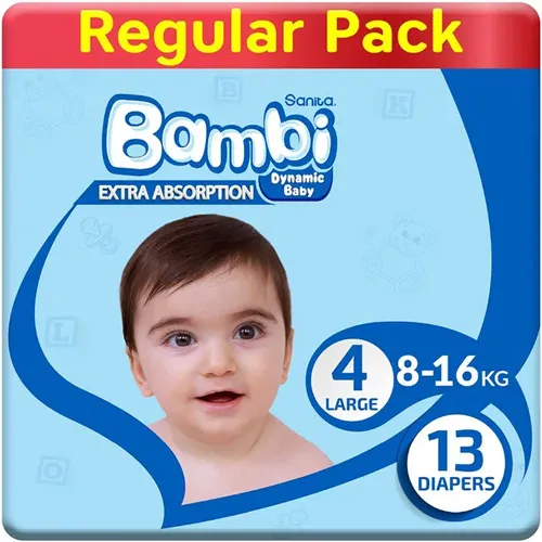 Sanita Bambi Extra Absorption Diapers, Size 4, 13 pcs