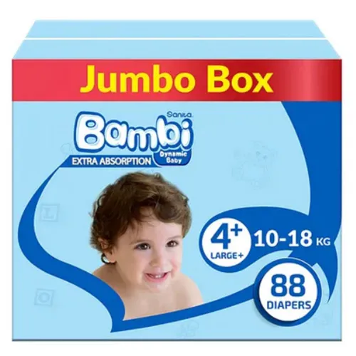Sanita Bambi Extra Absorption Diapers, Size 4, 88 pcs