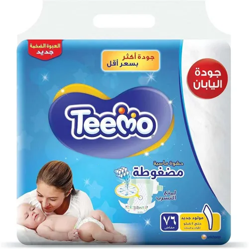Teemo Compressed Diamond Diapers, Size 1 , 76 pcs