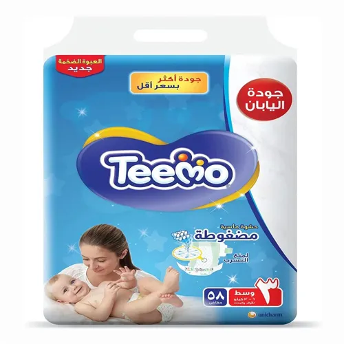 Teemo Compressed Diamond Diapers, Size 3,58 pcs