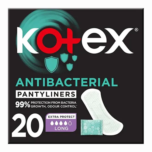 Kotex Antibacterial Feminine Pantyliners, Long, 20 pcs
