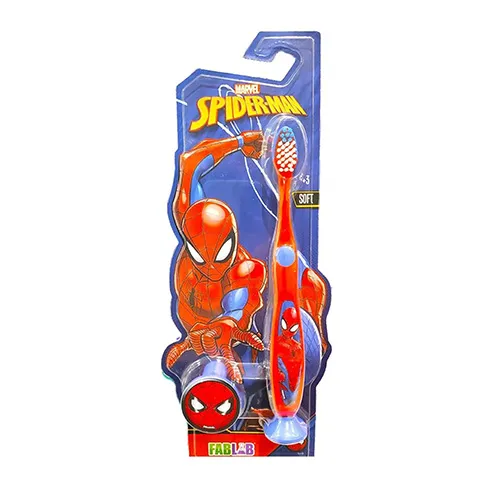 Marvel FabLab Kids Soft Toothbrush with Lid,Spiderman