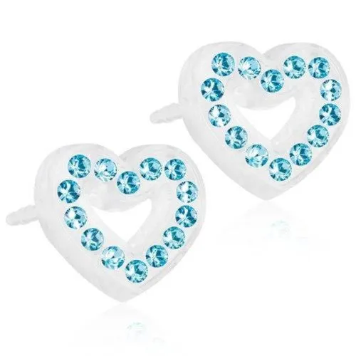 Medical Brilliance Heart Hollow Aquamarine Earrings Blomdahl, 10 mm