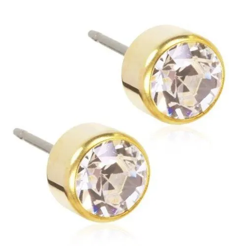 Medical Crystal Gold Edition Earrings Blomdahl, 6 mm